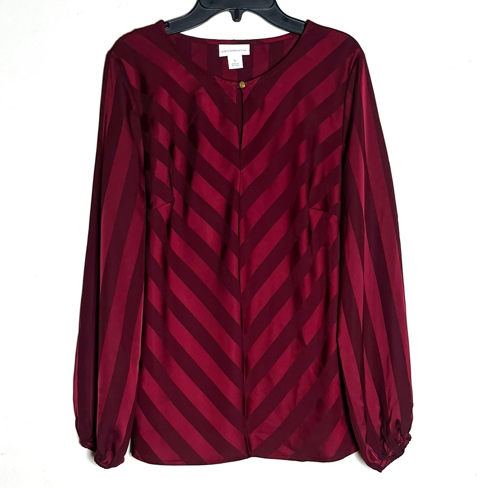Liz Claiborne Burgundy Striped Button-Front Blouse